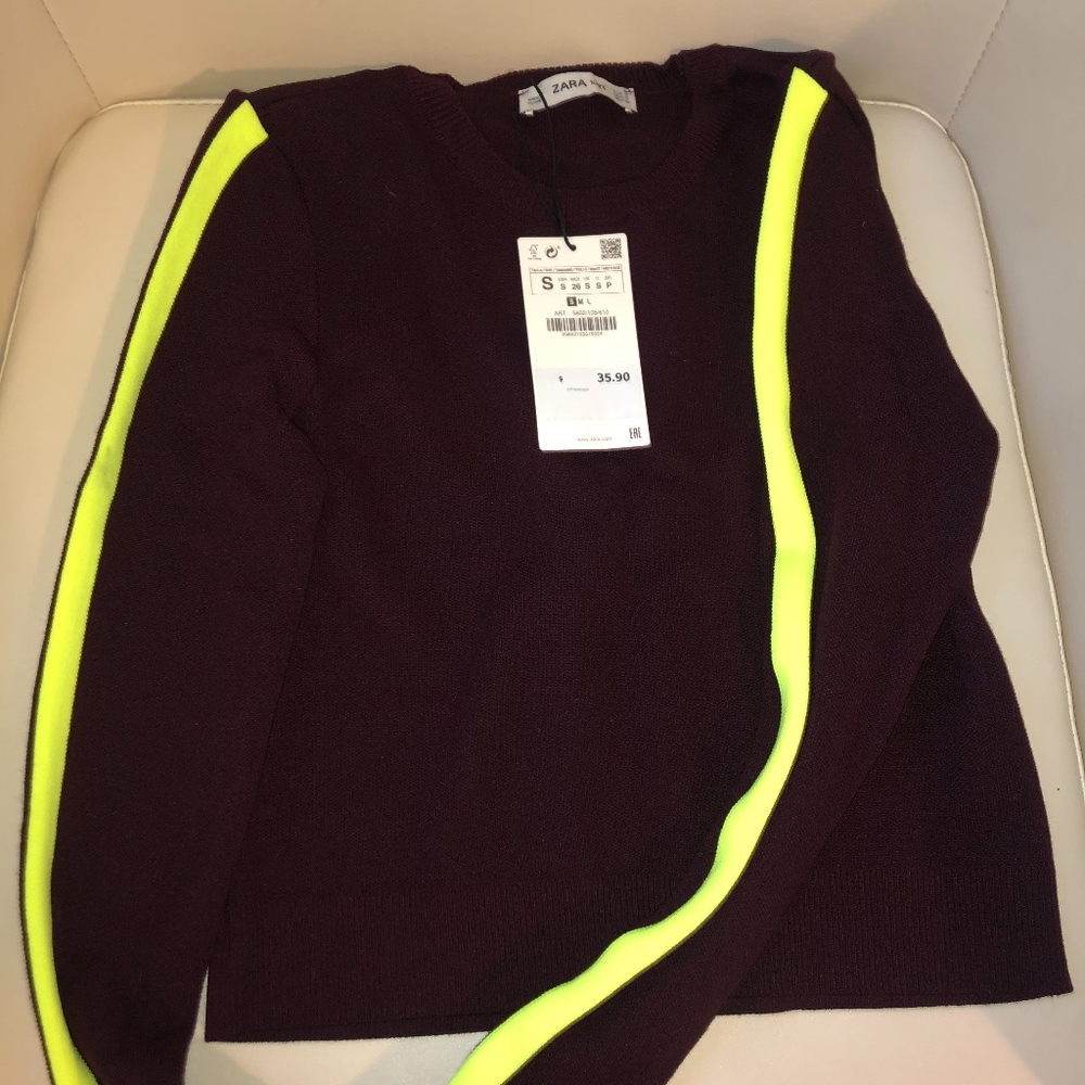 ZARA BURGUNDY AND LIME TOP